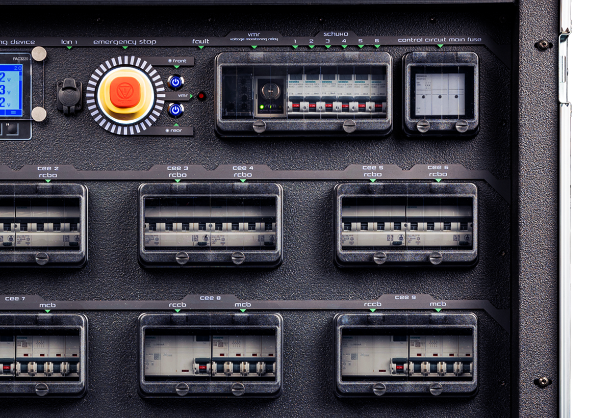Protection devices installed in a Tesla Tech power distribution unit