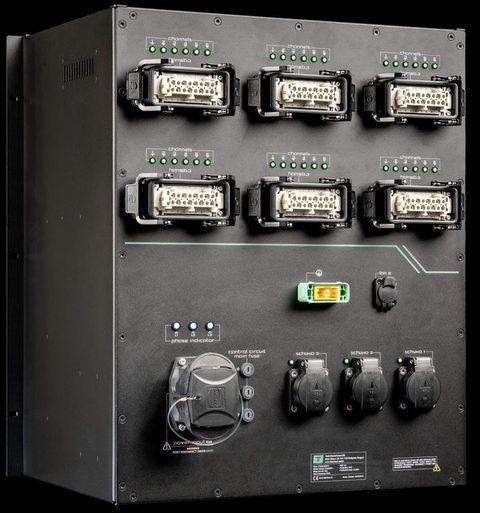 Green channel LEDs above a HAN® 16E output connector
