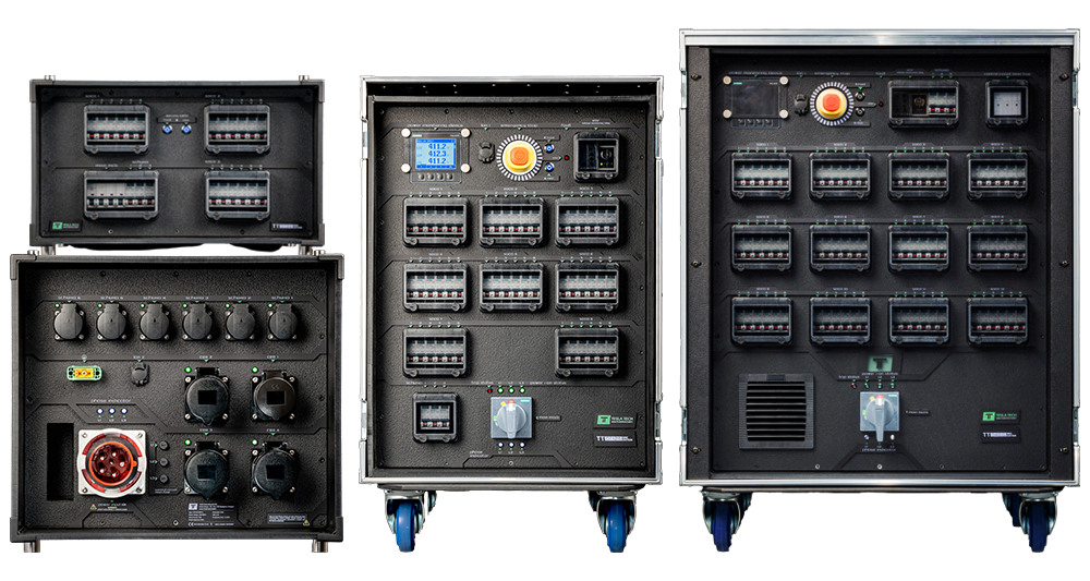 Tesla Tech power distribution units in different sizes and configurations