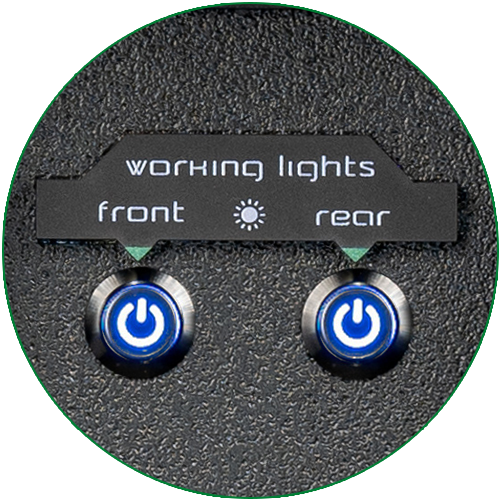 Close-up of the work-light pushbuttons