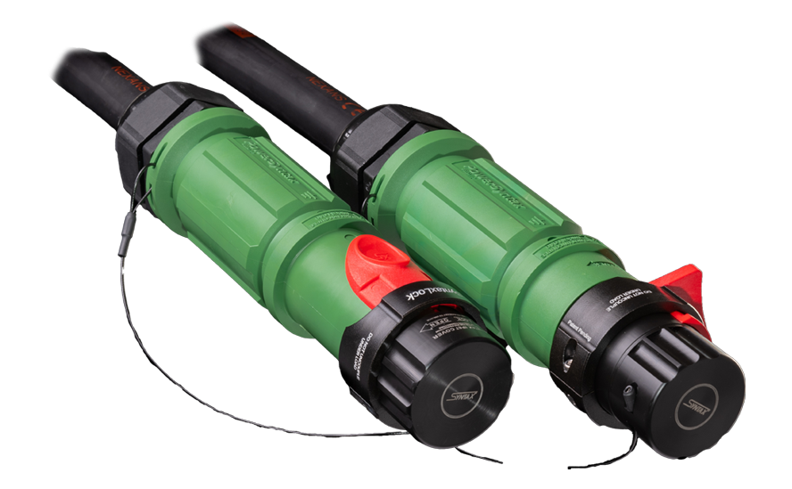 PowerLock connectors fitted with IP67 protective caps with SyntaxLock