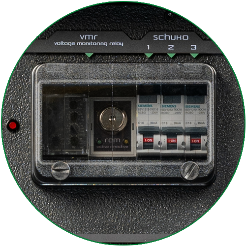 Voltage monitoring relay under its transparent cover