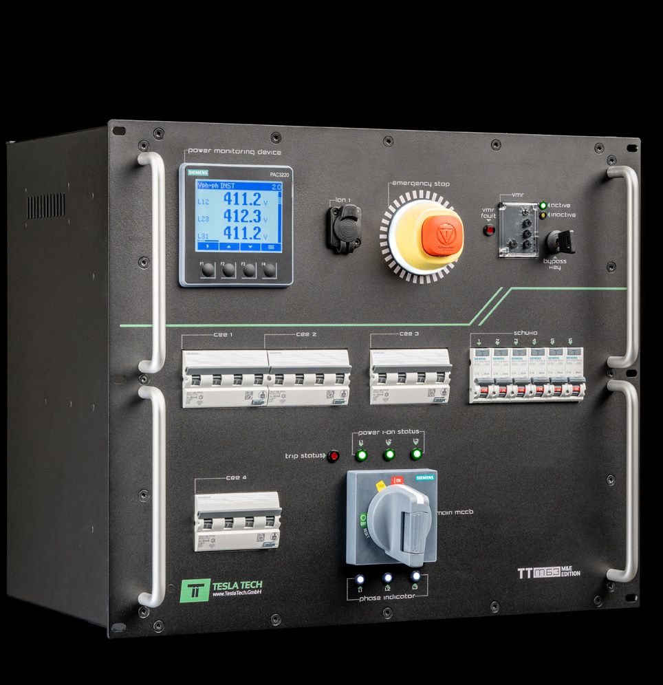 Siemens PAC3220 power monitoring display on the front panel