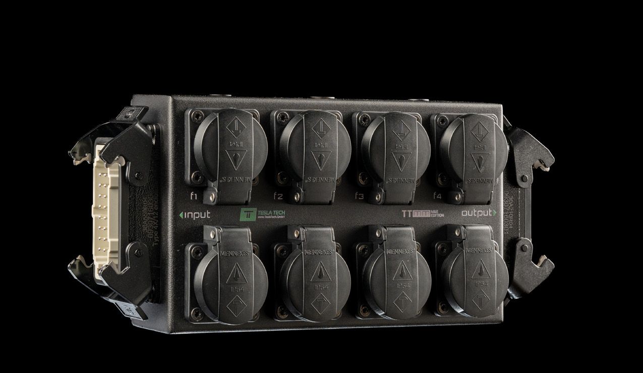 Close-up of the HAN® 16E input, the eight local outputs and the channel indicator positions