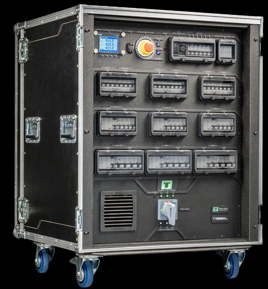 MCB and selective RCCB assemblies protecting the CEE 125A and 63A outputs